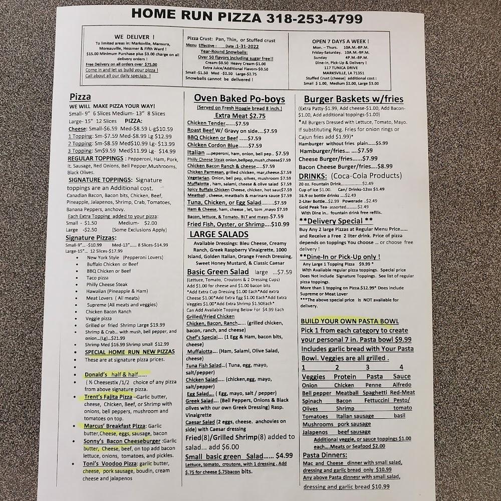 Home Run Pizza Menu image 3